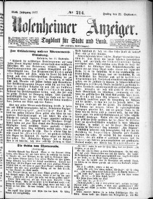 Rosenheimer Anzeiger Freitag 21. September 1877
