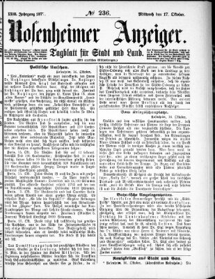 Rosenheimer Anzeiger Mittwoch 17. Oktober 1877