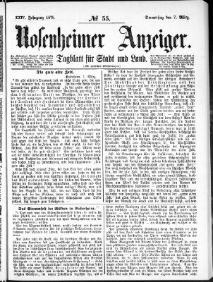 Rosenheimer Anzeiger Donnerstag 7. März 1878