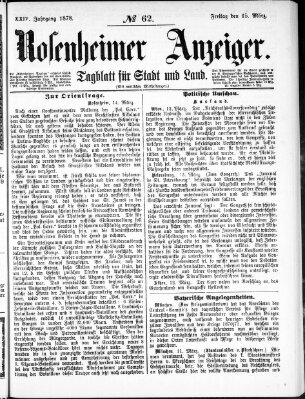 Rosenheimer Anzeiger Freitag 15. März 1878