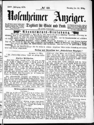 Rosenheimer Anzeiger Sonntag 24. März 1878