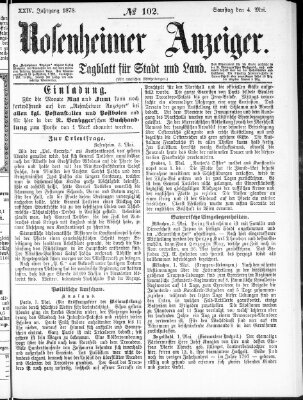 Rosenheimer Anzeiger Samstag 4. Mai 1878