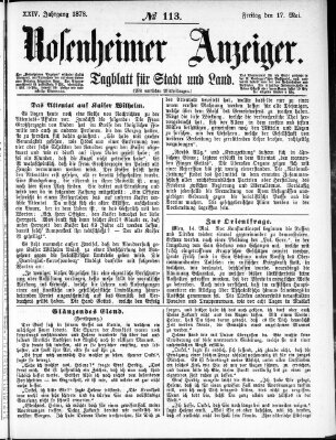 Rosenheimer Anzeiger Freitag 17. Mai 1878