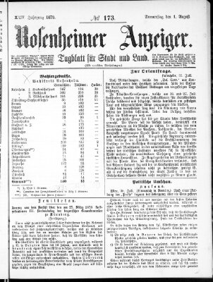 Rosenheimer Anzeiger Donnerstag 1. August 1878