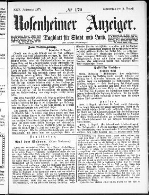 Rosenheimer Anzeiger Donnerstag 8. August 1878