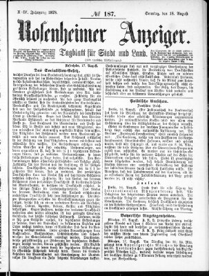 Rosenheimer Anzeiger Sonntag 18. August 1878