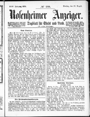 Rosenheimer Anzeiger Dienstag 20. August 1878