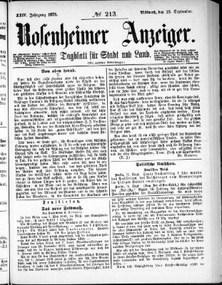 Rosenheimer Anzeiger Mittwoch 18. September 1878