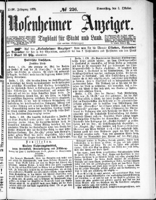 Rosenheimer Anzeiger Donnerstag 3. Oktober 1878