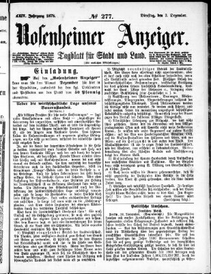 Rosenheimer Anzeiger Dienstag 3. Dezember 1878