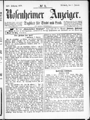 Rosenheimer Anzeiger Mittwoch 8. Januar 1879
