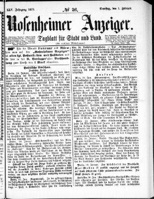 Rosenheimer Anzeiger Samstag 1. Februar 1879