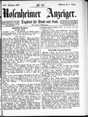 Rosenheimer Anzeiger Mittwoch 5. März 1879