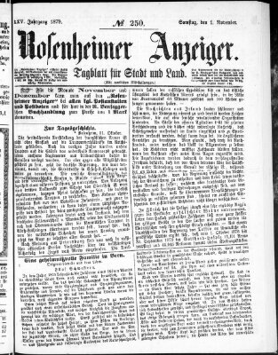 Rosenheimer Anzeiger Samstag 1. November 1879