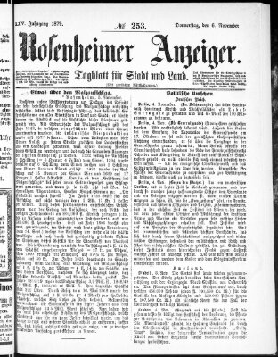 Rosenheimer Anzeiger Donnerstag 6. November 1879