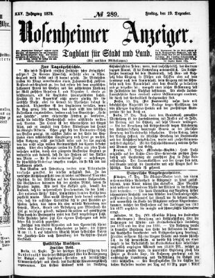 Rosenheimer Anzeiger Freitag 19. Dezember 1879