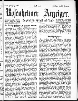 Rosenheimer Anzeiger Dienstag 24. Februar 1880