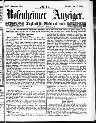 Rosenheimer Anzeiger Samstag 10. April 1880