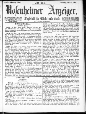 Rosenheimer Anzeiger Samstag 22. Mai 1880