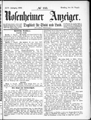 Rosenheimer Anzeiger Samstag 14. August 1880
