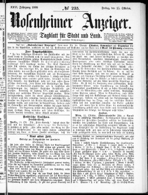 Rosenheimer Anzeiger Freitag 15. Oktober 1880