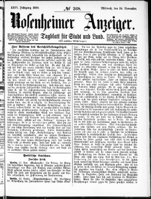 Rosenheimer Anzeiger Mittwoch 24. November 1880