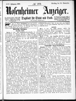 Rosenheimer Anzeiger Dienstag 30. November 1880
