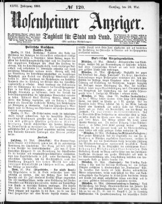 Rosenheimer Anzeiger Samstag 28. Mai 1881