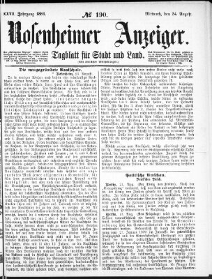 Rosenheimer Anzeiger Mittwoch 24. August 1881