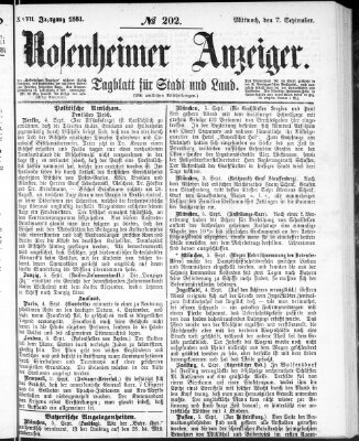 Rosenheimer Anzeiger Mittwoch 7. September 1881