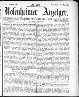 Rosenheimer Anzeiger Mittwoch 21. September 1881