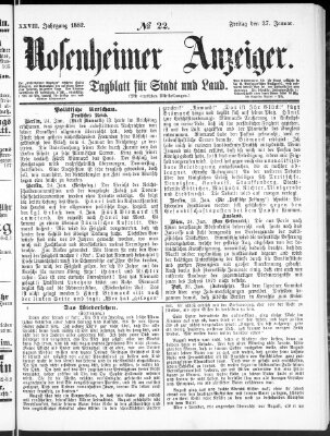Rosenheimer Anzeiger Freitag 27. Januar 1882