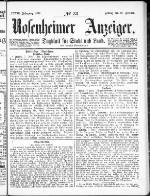 Rosenheimer Anzeiger Freitag 10. Februar 1882