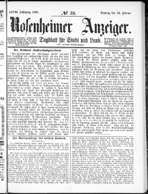 Rosenheimer Anzeiger Sonntag 12. Februar 1882