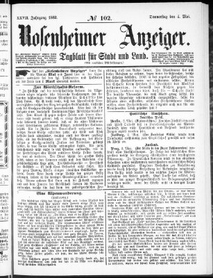 Rosenheimer Anzeiger Donnerstag 4. Mai 1882