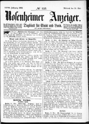 Rosenheimer Anzeiger Mittwoch 31. Mai 1882
