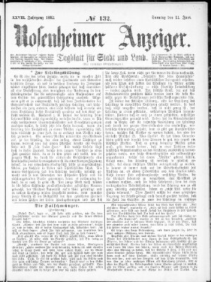 Rosenheimer Anzeiger Sonntag 11. Juni 1882