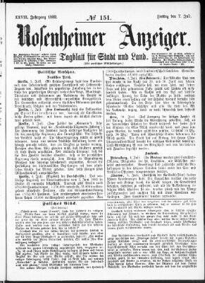 Rosenheimer Anzeiger Freitag 7. Juli 1882