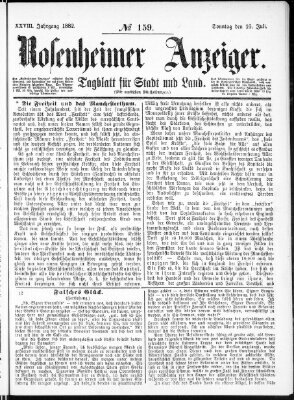 Rosenheimer Anzeiger Sonntag 16. Juli 1882