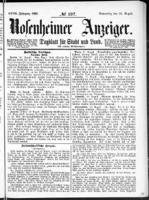 Rosenheimer Anzeiger Donnerstag 31. August 1882