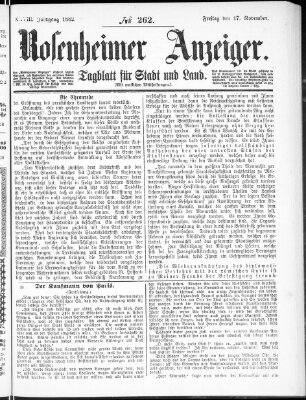 Rosenheimer Anzeiger Freitag 17. November 1882