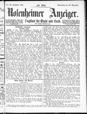 Rosenheimer Anzeiger Donnerstag 28. Dezember 1882