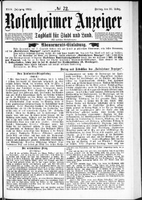 Rosenheimer Anzeiger Freitag 30. März 1883