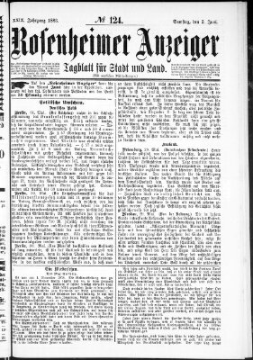Rosenheimer Anzeiger Samstag 2. Juni 1883