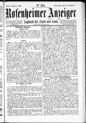Rosenheimer Anzeiger Donnerstag 20. September 1883