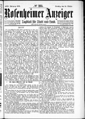 Rosenheimer Anzeiger Sonntag 14. Oktober 1883