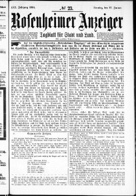 Rosenheimer Anzeiger Sonntag 27. Januar 1884
