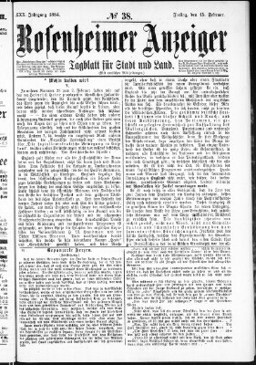 Rosenheimer Anzeiger Freitag 15. Februar 1884