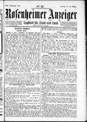 Rosenheimer Anzeiger Freitag 21. März 1884