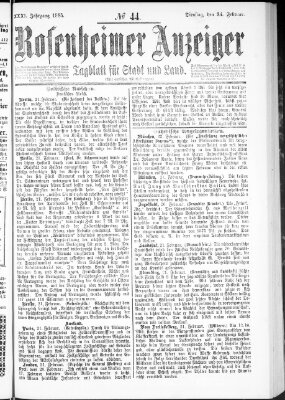 Rosenheimer Anzeiger Dienstag 24. Februar 1885